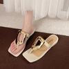 New Square-headed Open-toed Flip-flops Summer Outer Wear Toe Casual Metal Buckle Niche Slippers