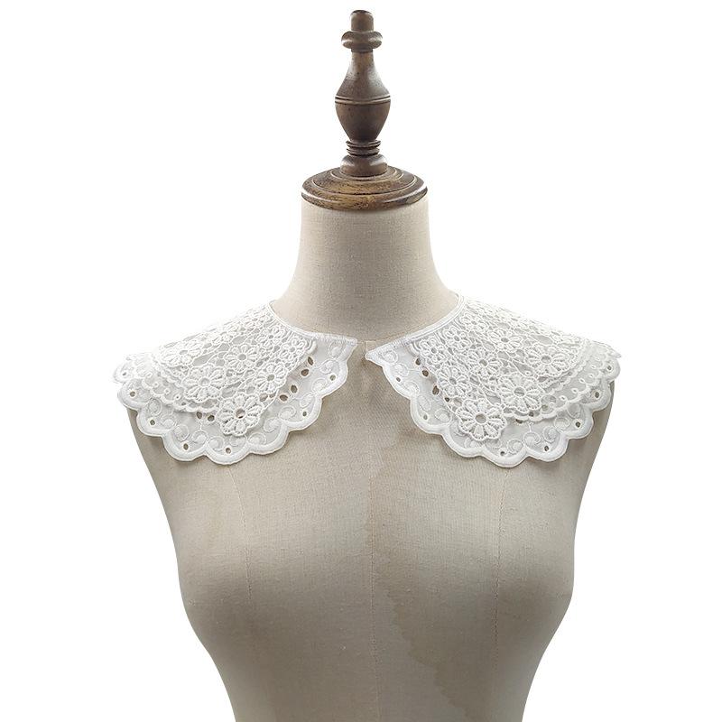 Water-Soluble Lace False Collar, Three-Layer Sewing Diy Lace Accessories, Engraved Hole Embroidery, Opposite Collar, Surrounding Collar.