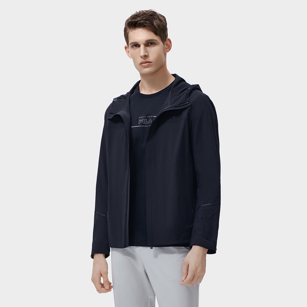 FILA Solid Color Hooded Business Casual Jacket Men jackets Black F11M317701FBK