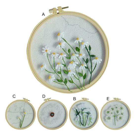 1 Set Starter Stitch Kit Adorable Wide Application Cotton Flax Floral Plant Pattern Beginner Embroidery Kit for Gift