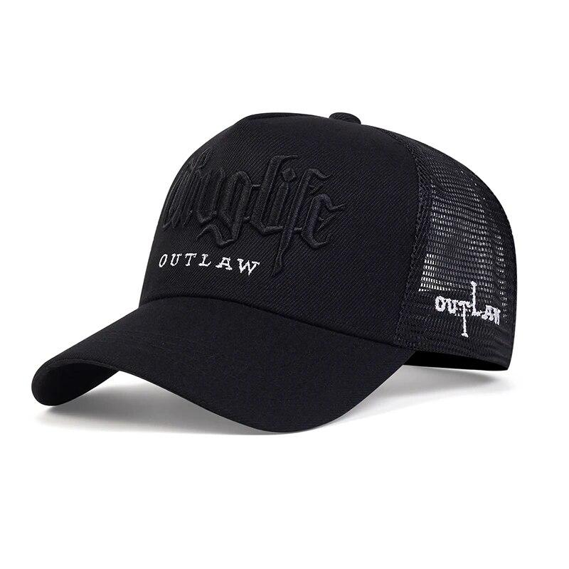 New Gothic Thug Life Letter Embroidered Men's Unisex Style Curved Eaves Adjustable Buckle Baseball Hat Adjustable