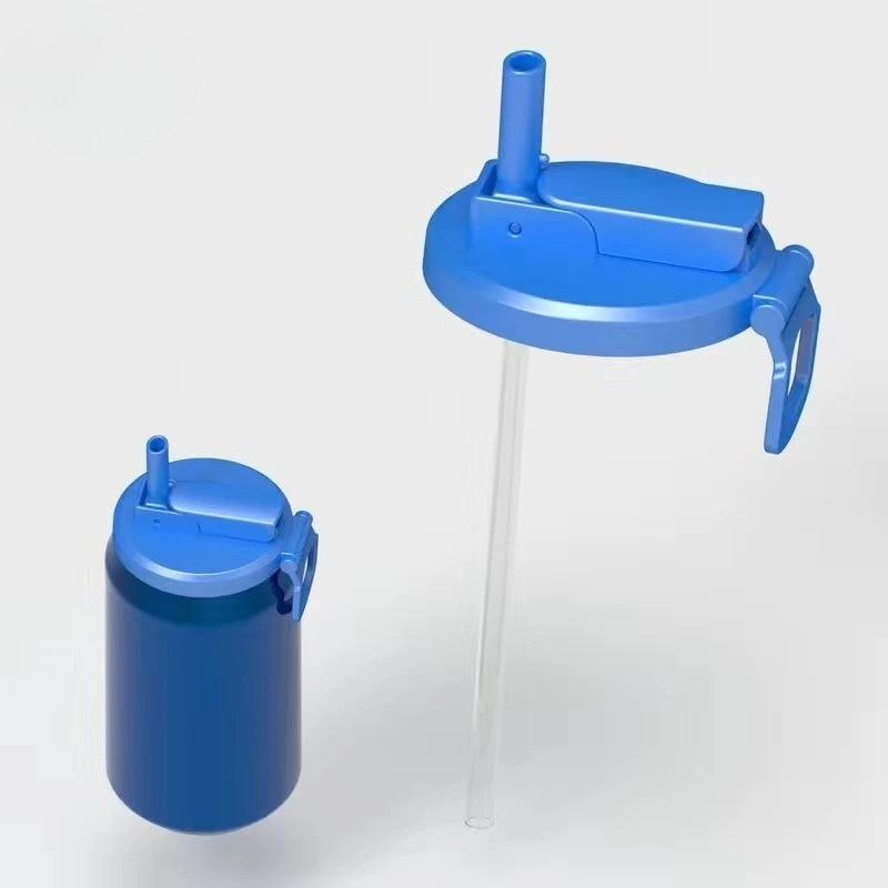 

Creative Soda Can Seal Cover Contrasting Color Silicone Soda Lids with Straws Outdoor Picnics Portable Beverage Soda Tank Cover синий