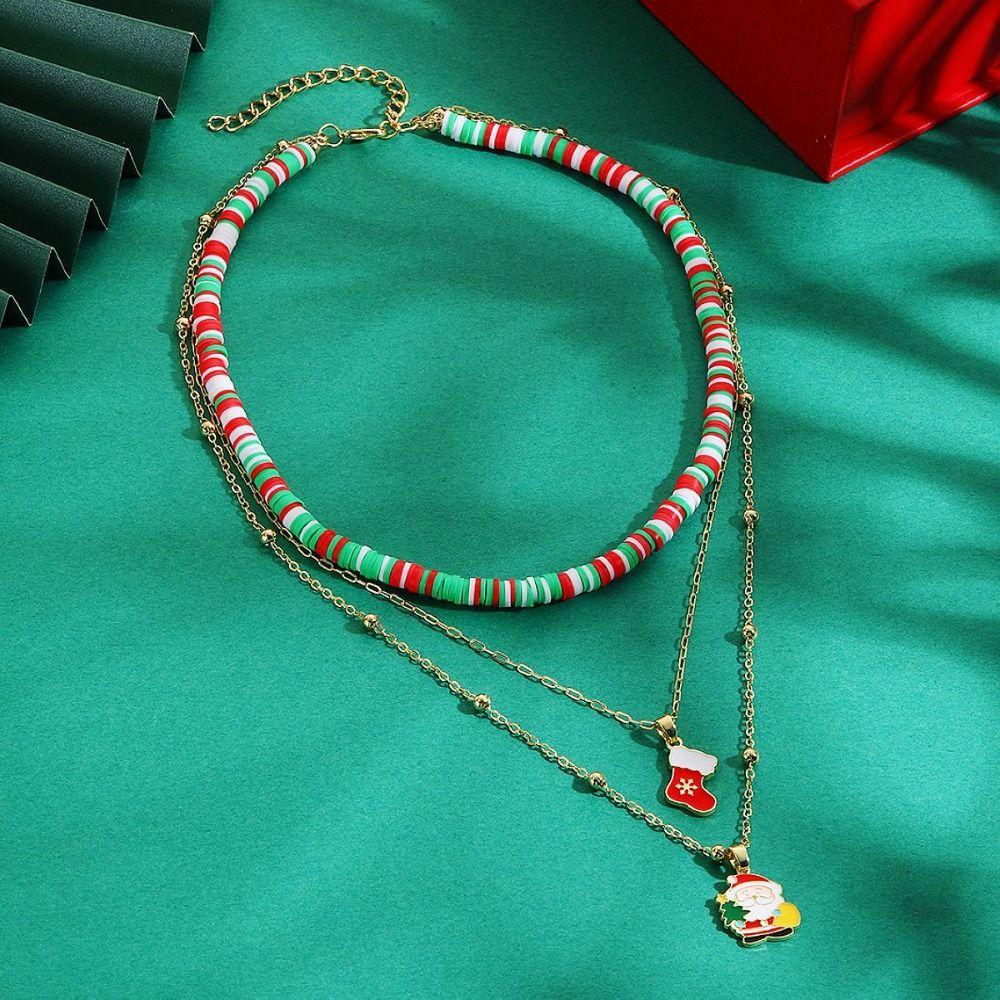 Christmas Tree Double Layer Christmas Necklace Cartoon Cartoon Pendant Bracelet  Decoration