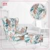ARI PRINT Wing Chair with Footrest, Scandinavian Family Meble Leaves