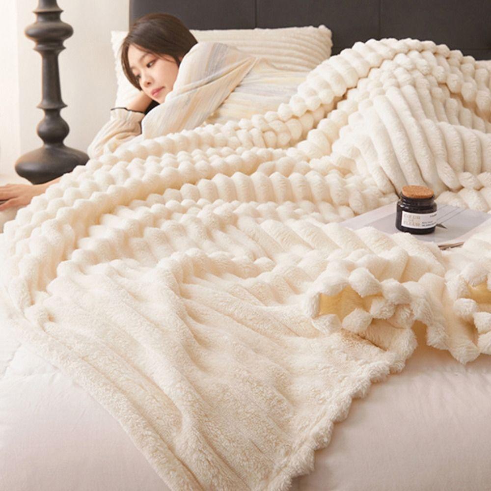 Warm Rabbit Fur Blanket Soft Plush Blanket Winter Bed Blanket  Household