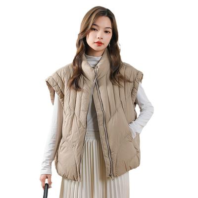Women's 90 White Duck Down Collar Simple Fashion Thin Short Section Autumn and Winter Down Waistcoat