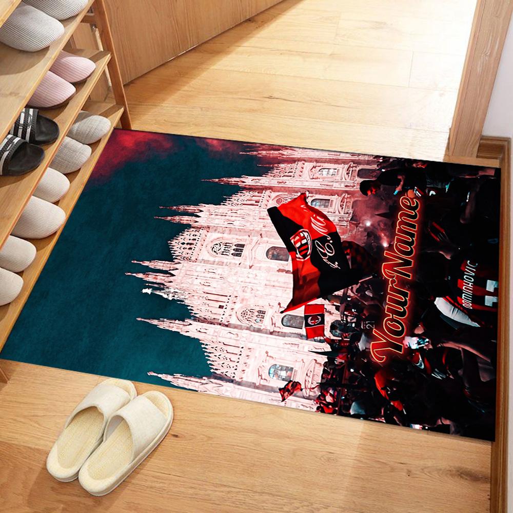 Ac Milan Customize Text Floor Rug Office Rug Perfect for Entryway Outdoor Kitchen Dining Room Anti-slip Rug Anime Office Decor