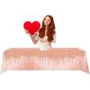 2Pcs Pink Rose Golden Birthday Party Tablecloths Rose Gold Sequin Plastic Table Cover, Pink Rose Gold Birthday Party Supplies Decorations for Girls