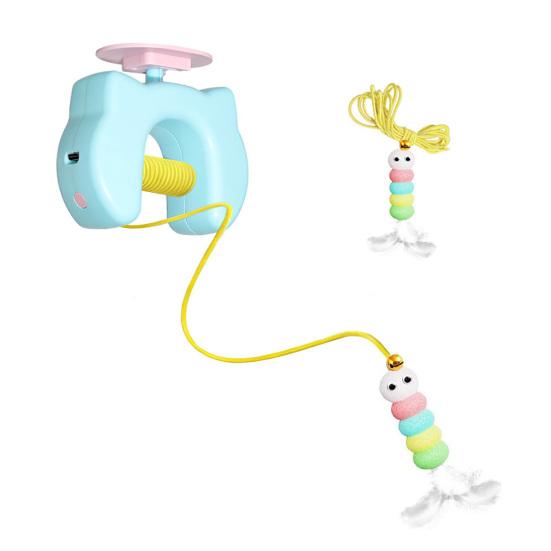 Automatic Cat Teaser Interactive Electric Feather Toy Rechargeable Hanging String Cat Teaser with Bell for Indoor Cats Self-Play Hunting Exercise