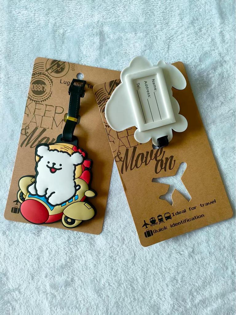 Etichetă moale din cauciuc pentru bagaje, cu desene animate: Bichon Maltez, Golden Retriever și Corgi