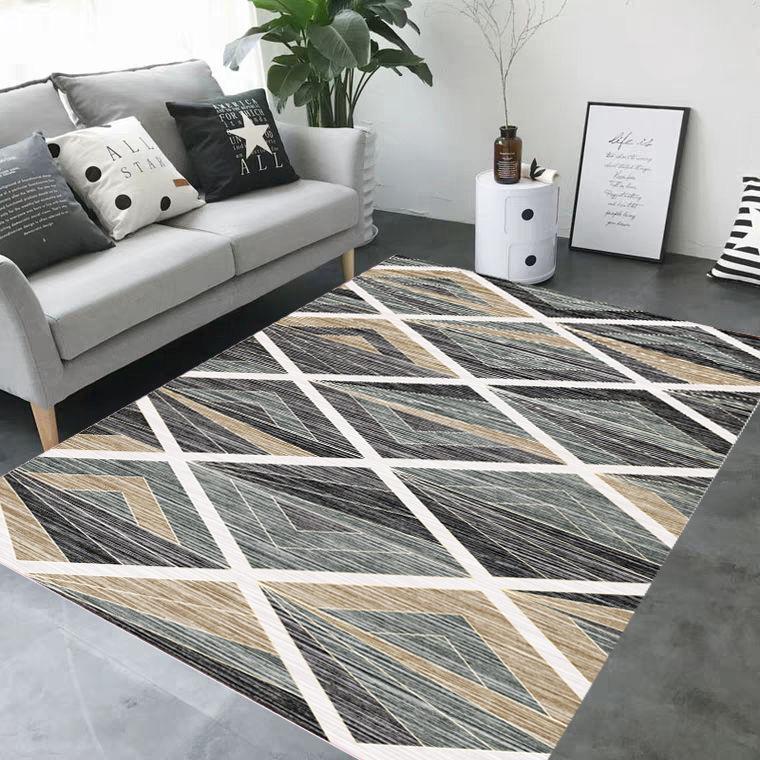 3D Printed Geometric Pattern Carpet Nordic Minimalist Design Living Room Mat Rug Home Decoration Gold Accent Sofa Floor Decor