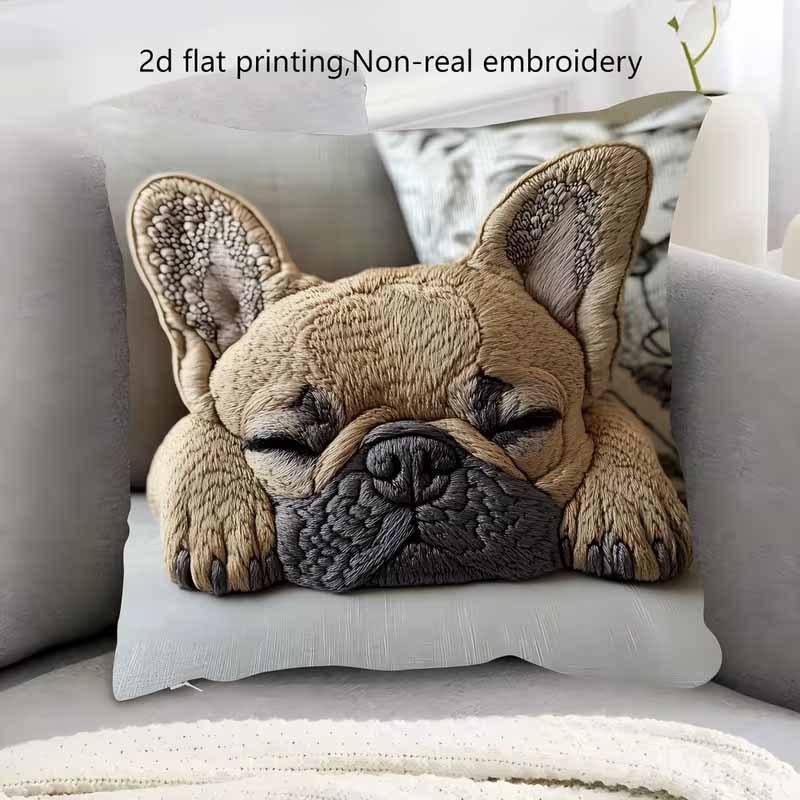 Cute animal print pillowcase: 2D flat printing, non-real embroidery, night sofa  night sofa cushion