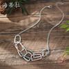 Luxury Hot-selling Enamel Color Geometric Hollow Necklace, Personalized Simple Hollow Square Women's Versatile Neck Chain