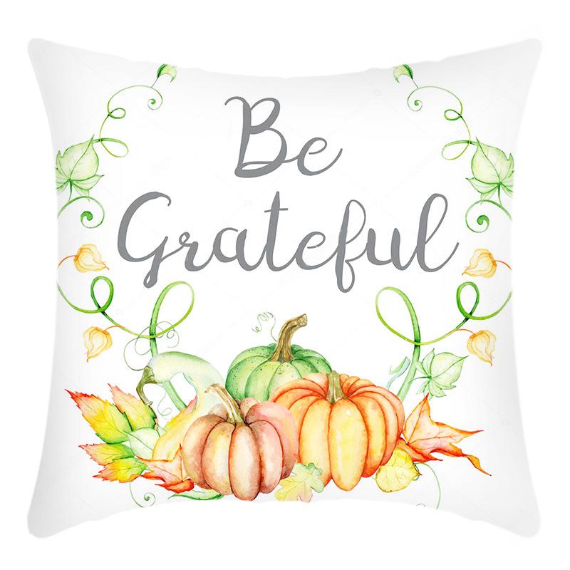New Cross-cuddle Pillow Cover English Letters Thanksgiving Pumpkin Print Cushion Home Sofa Cushion Cover