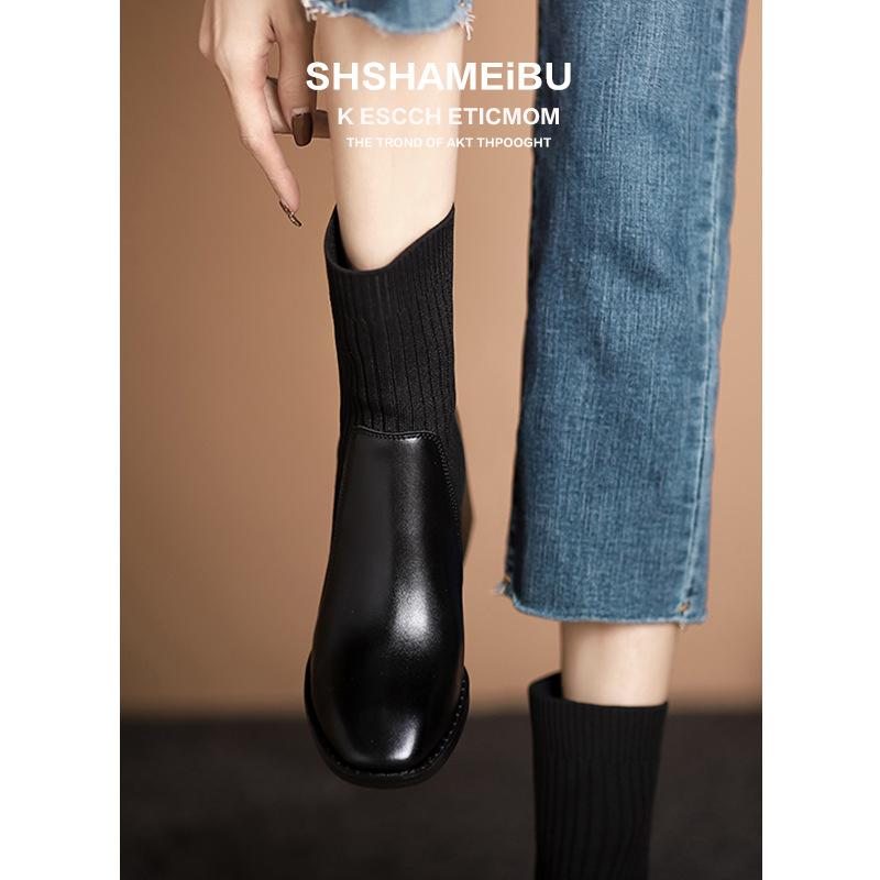 

New winter elastic socks boots women s thin feet single boots high heels short boots high sense Martin boots 39