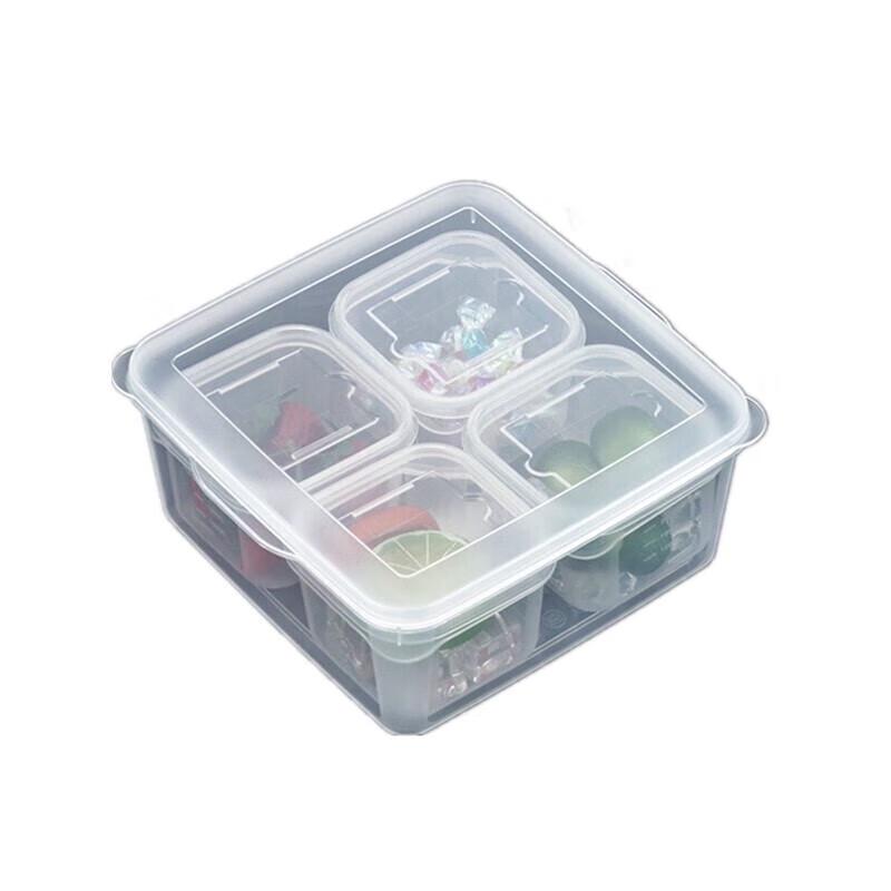 Huibao 4-Compartment Rectangular Plastic Food Storage Container