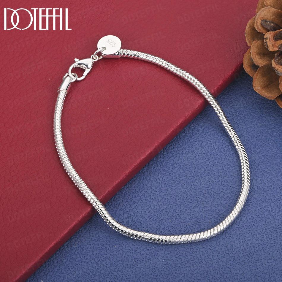 

Браслет-цепочка «Змея» из стерлингового серебра 925 пробы 16-23 см Свадебное украшение 17cm