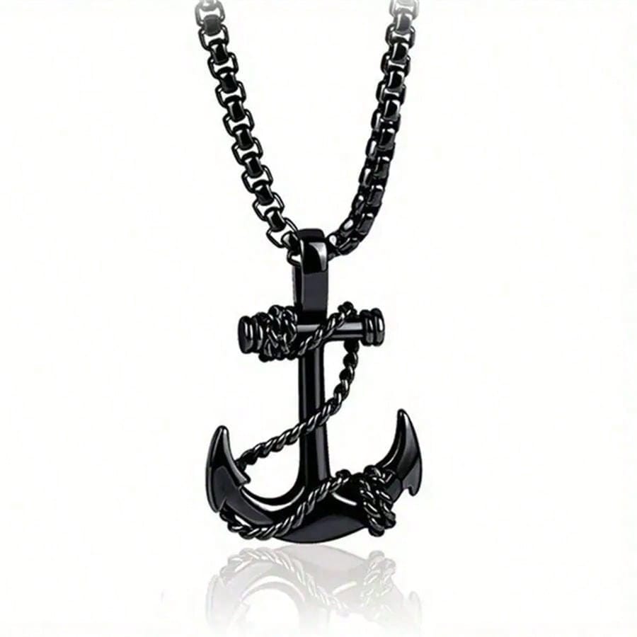 1pc Stainless Steel Vintage Anchor Pendant Necklace, Suitable For Everyday Wear