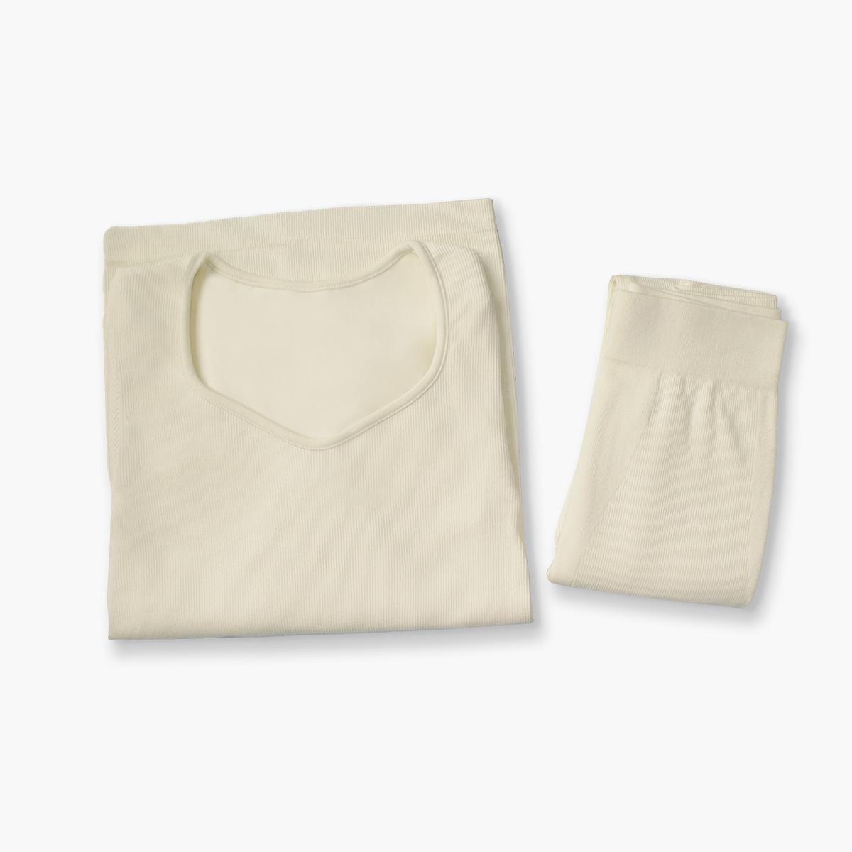 

Женский облегающий комплект термобелья: Легкий осенний верх и низ из начесаного хлопка One size (80-135 catties)