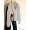 Dark Gray Lapel Half Zipper Sweater Knitted Sweater Women's Autumn and Winter New Lapel Small Sweater Top