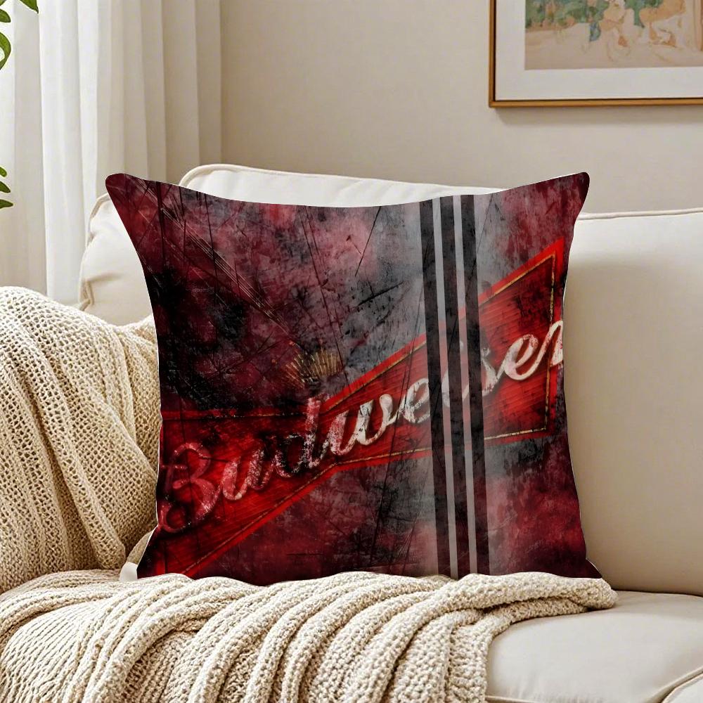 Beer Brand BBudweiser BBudvar Czech Cushion Cover Linen Pillowcase Soft  for Sofa Bed Home Room Decor