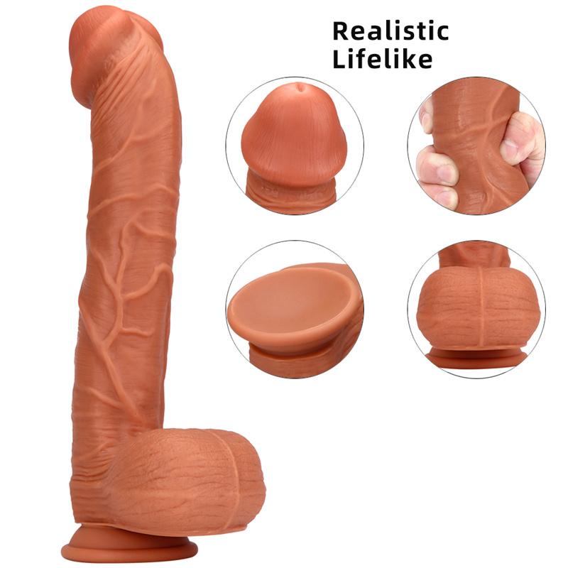 Kvinnelig dobbeltlags silikon Super lang penis Big Mac Simuleringsdildo Super tykk Super Big Dildo