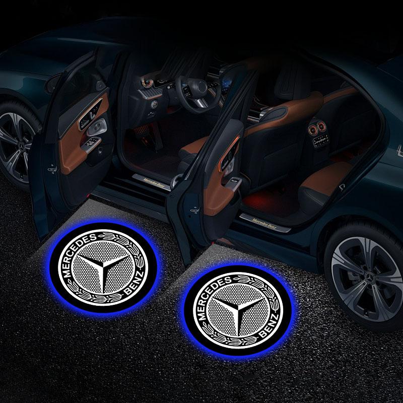 2 stk/sett HD LED Velkomstlys Bildør Projektorlamper Biltilbehør For Mercedes Benz C63 W117 Cla45 W205 W212 E63 W207 W176 A45 X156 Gla45 AMG