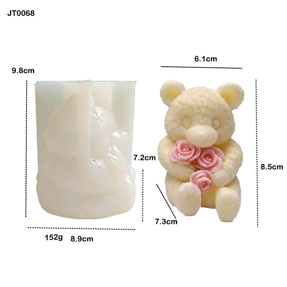 Teddy Bear Candle Mold White Rose Bear Candle Mold Handmade Candle Mold Diy For Diy Projects Home Decor белый
