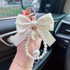 Car Pendant Bow Key Chain Big Bow Car Key Holder Exquisite Pearl Beaded Pendant Keyring