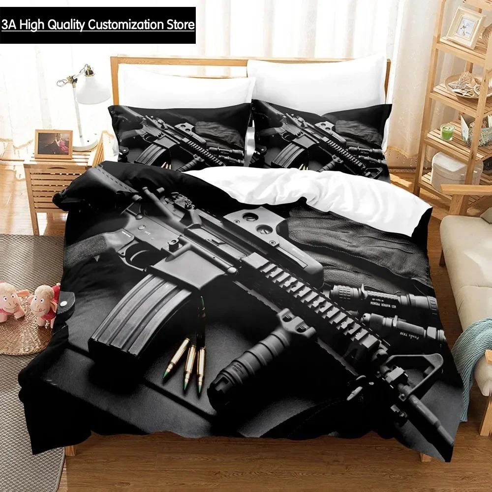 Gaming AK 47 Bedding Set Single Twin Full Queen King Size PUBG Bullet Bed Set Aldult Boys Bedroom Duvetcover Sets 3D Print 025