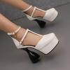 Sandales à talons hauts pour femmes, plateforme imperméable sexy, sandales à bout surdimensionné à talons épais