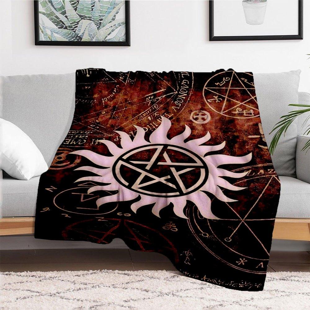Supernatural Anti-Possession Symbol Poster PrintBlanket Flannel Throw Blanket for Sofa, Bed, Travel, Camping, Office, Couch, Chair, And Bed