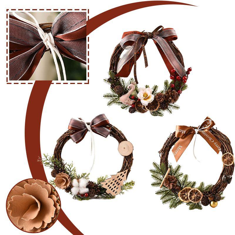Stunning Christmas Rattan Wreath Garland For Front Door And Wall Decor With Pinecones