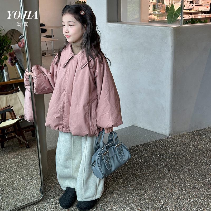 

YOJIA Girls Cotton-Padded Winter Jacket 2024 - Fashionable & Warm Thickened Outerwear for Big Kids 160 cm розовый