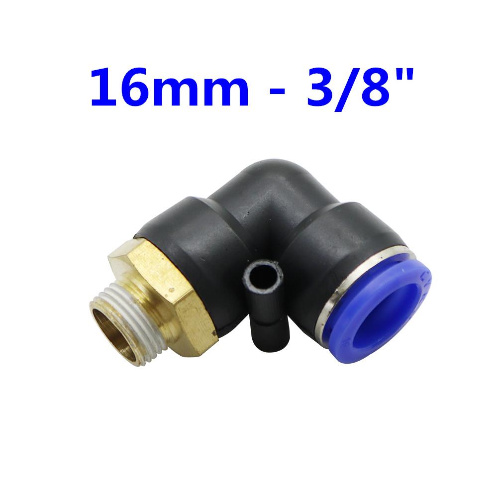 PL Pneumatic Pipe Connector 14mm 16mm OD Hose Pipe 1/4" 3/8" 1/2" 3/4" Male Thread Adapters Pneumatic Pipe Elbow Fitting 3Pcs