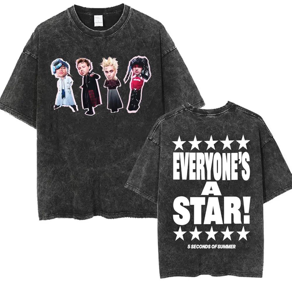 5 Seconds of Summer Everyone s A Star 2026 World Tour Vintage Washed Harajuku Hip-Hop Oversized Unisex T-Shirt L