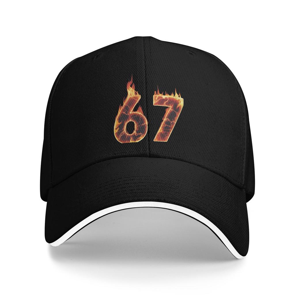 67 Flame Number Six Seven Meme Funny Fire Baseball Cap Female Male Custom Logo Hip Hop Hats Summer Y2k Adjustable Baseball Caps