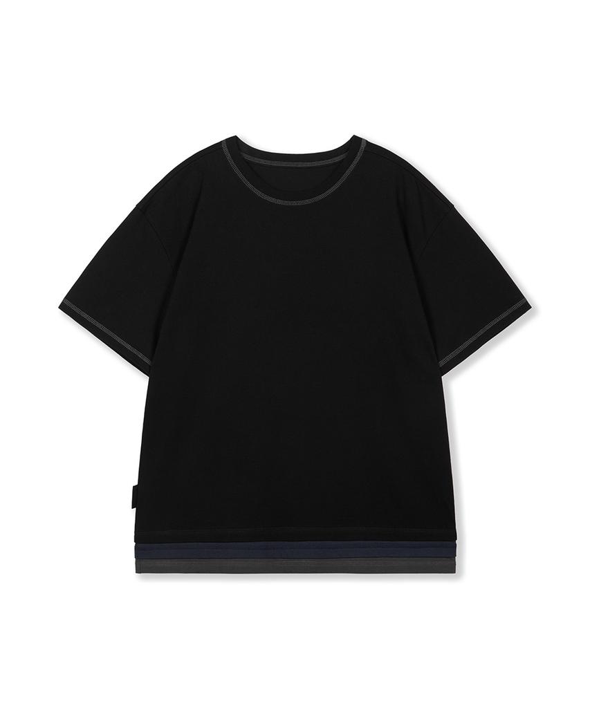 Yusentig Triple Color Block Graphic T-Shirt Black Aw6Me40310