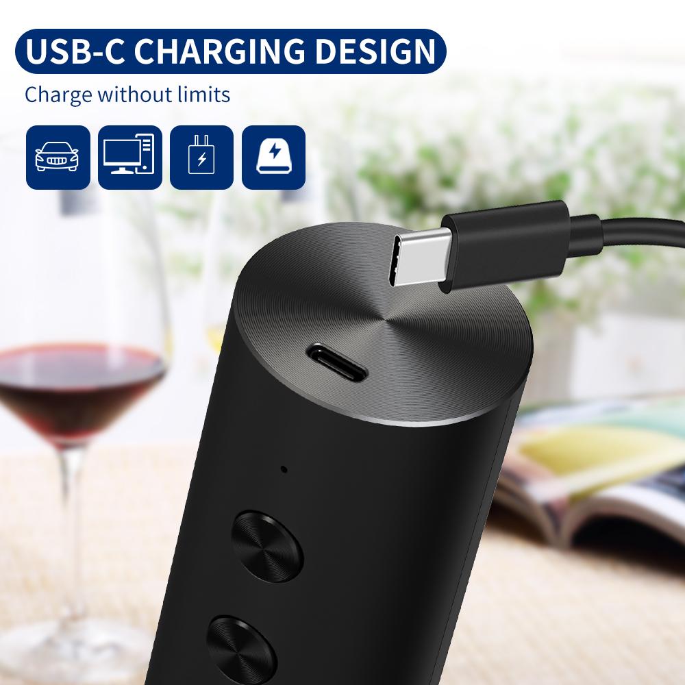 4-in-1 Electric Bottle Wine Opener Set USB Rechargeable Electric Automatic Corkscrew Wine Opener Set Wine Stopper, Wine Pourer