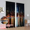 2pcs,2D Plane Printing Contemporary Curtains City Glow Versatile 100% Polyester (without Rod) Decorations For Home Use for