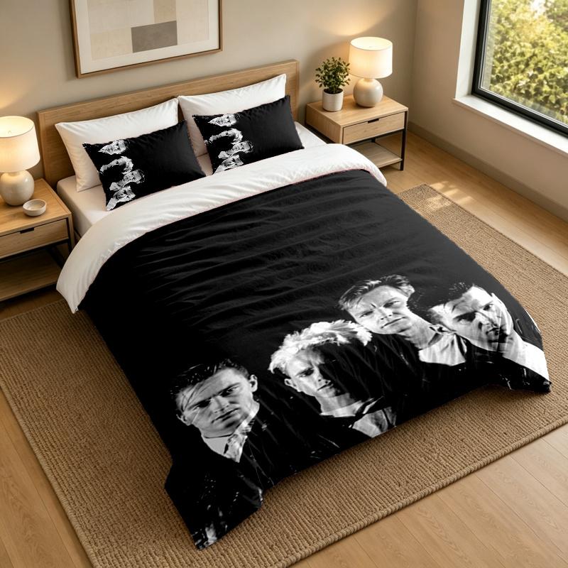 3-Piece Bed Sheet Set with Depeche Mode Dave Gahan Design, 1 Flat Sheet and 2 Pillowcases for Bedroom