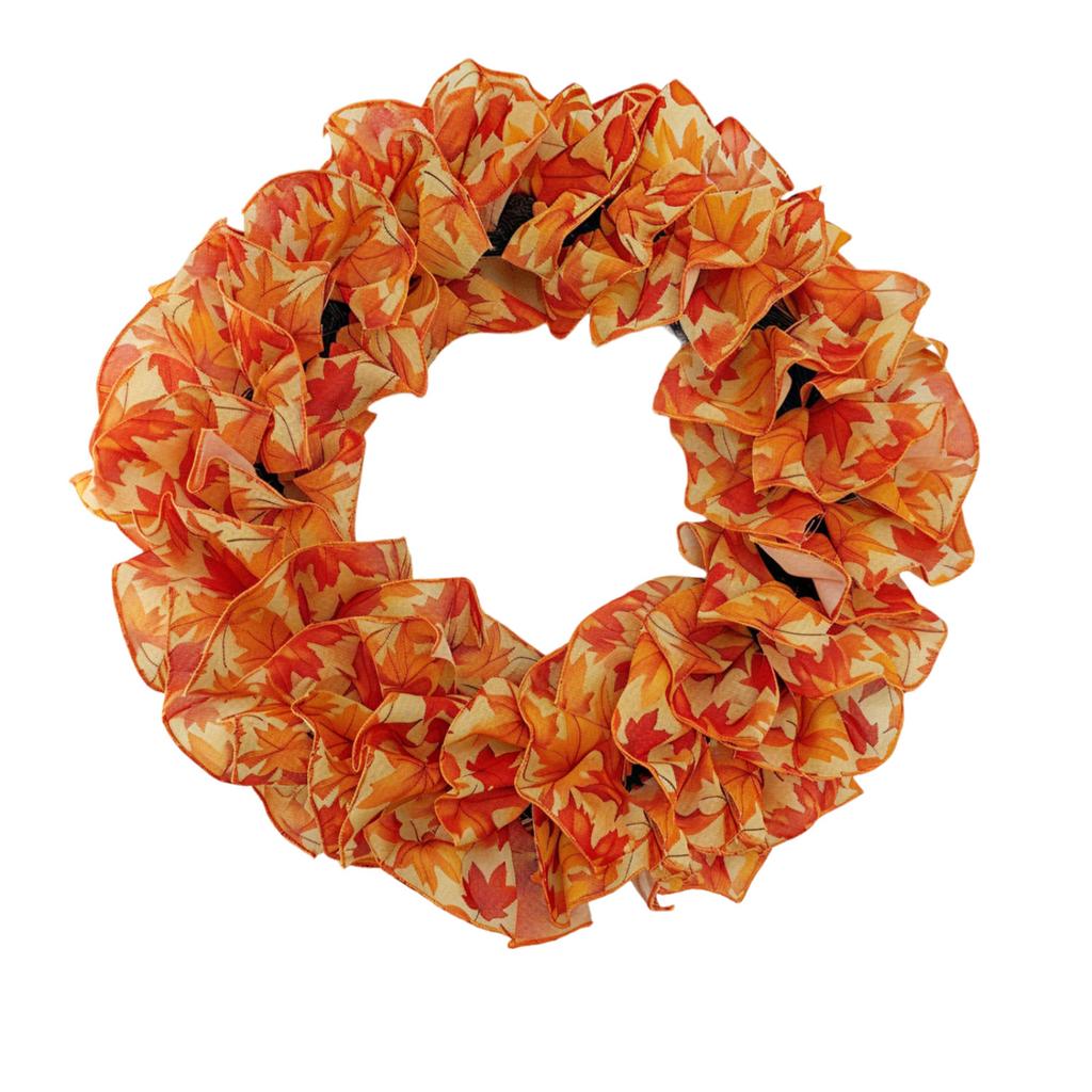 Fabric Decorative Wreath for Home Window Table Decoration Autumn Leaf Pattern Artificial Garland for Seasonal Interior Design