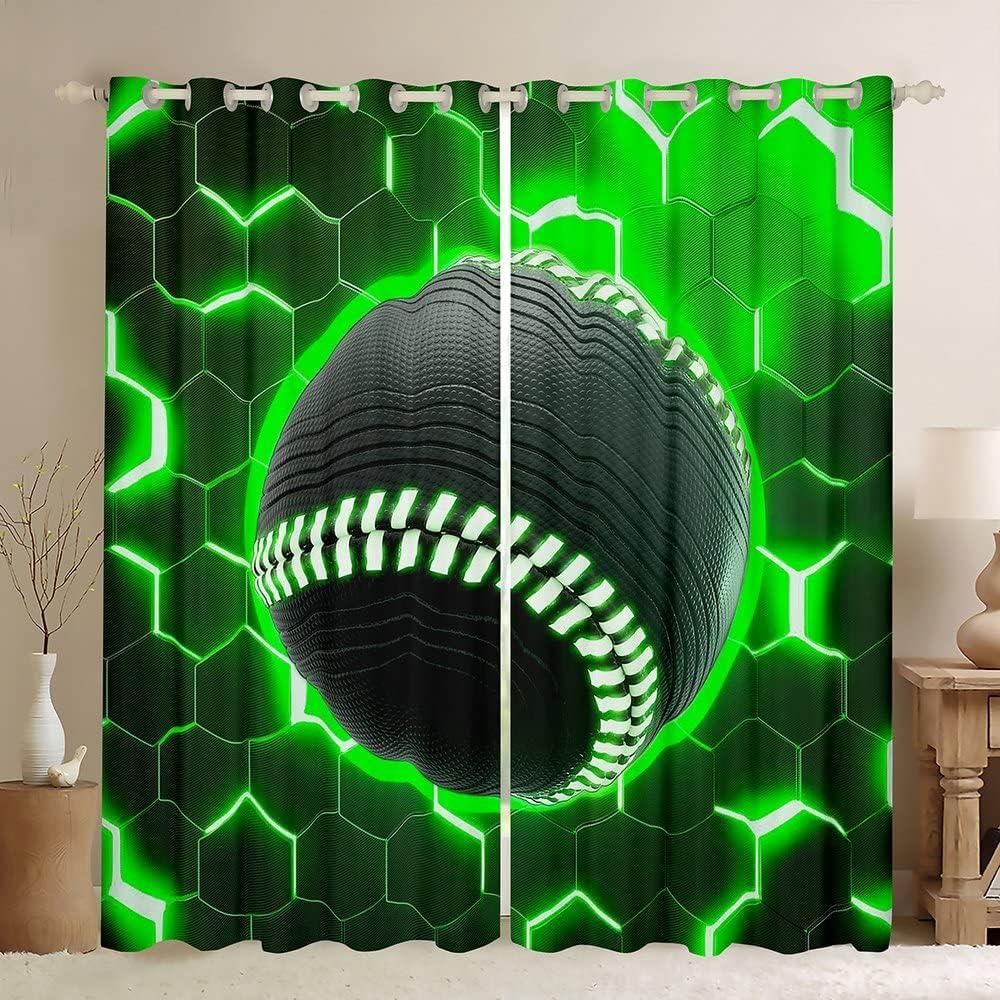 Cortina fina de futebol para meninos Cortina de futebol Cortina azul brilhante em favo de mel Cortina moderna Cortina geométrica xadrez para crianças e adolescentes