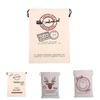 Christmas Canvas Gift Bag With Drawstring Closure For Holiday Packaging