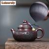 300ml Yixing Lila Ton Teekannen Berühmte Künstler Handgefertigt Geschnitzte Kanne Roher Ton Antike Messing Ton Teekocher Kessel Zisha Teegeschirr