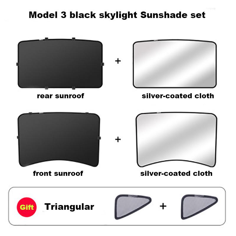 Upgrade Sun Shades Glass Roof Sunshade for Tesla Model 3 / Y 17-21 2024 Front Rear Sunroof Windshield Skylight Blind Shading Net