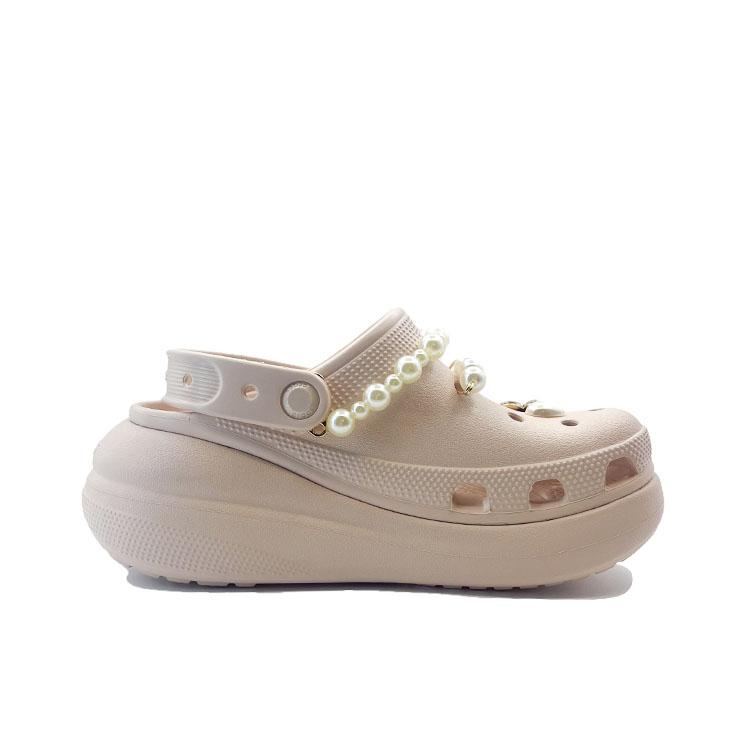 Crocs Galaxy Bead Chain EVA Sweet and Cute Decorative Buckle Hole Shoes Unisex Pink