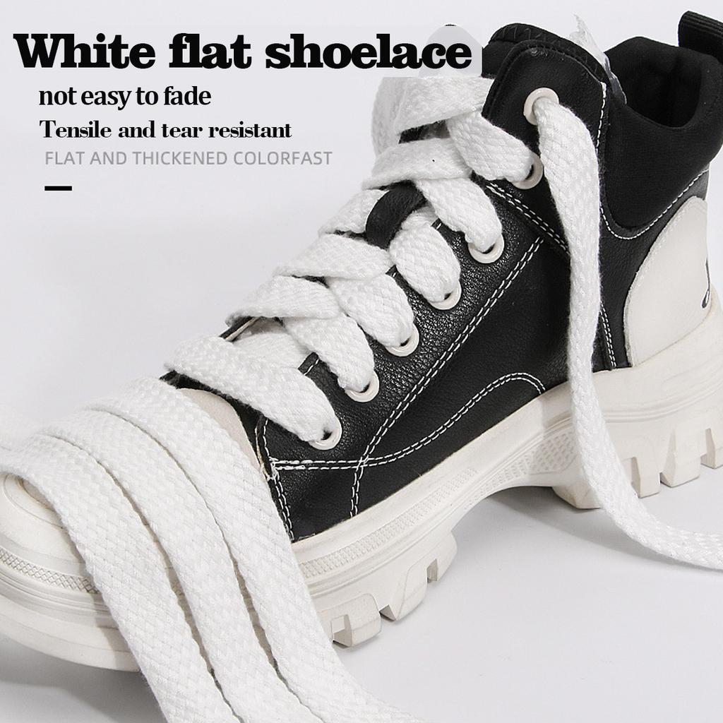 1/2 Pairs White Flat Braided Shoelaces, 15mm Wide Shoe Lace for Sneakers,  Replacements for Athletic Sport Shoelaces