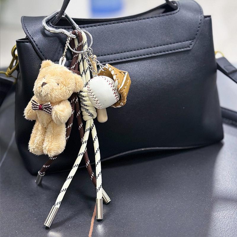 Cute Cartoon Little Bear Keychain Creative Plush Doll Keyring  Bag Pendant Handbag Hanging Decoration Key Accessories