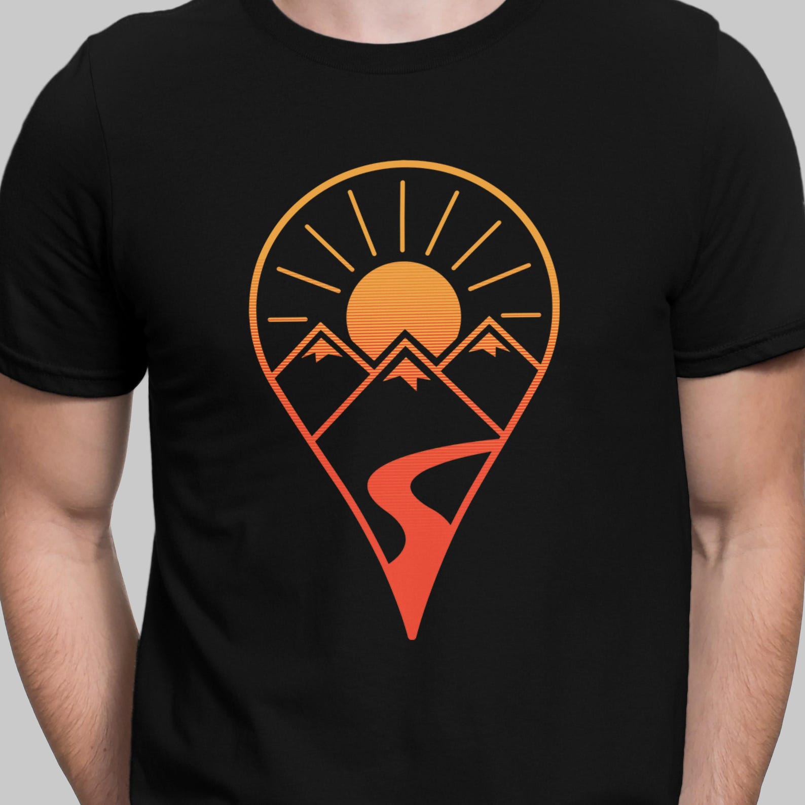 Geometric Mountains | Location Pin | Road trip adventure | Unisex t-shirt S